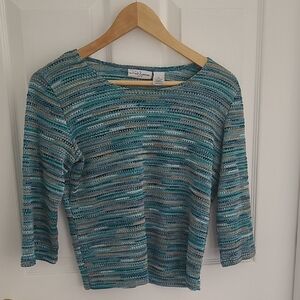 Striped Blue and Green Knit Top